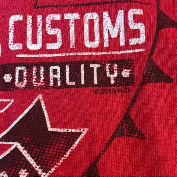 Harley Davidson Blue Ridge Hickory V Twin Spellout Red Long Sleeve T-Shirt Sz L - Picture 4 of 11